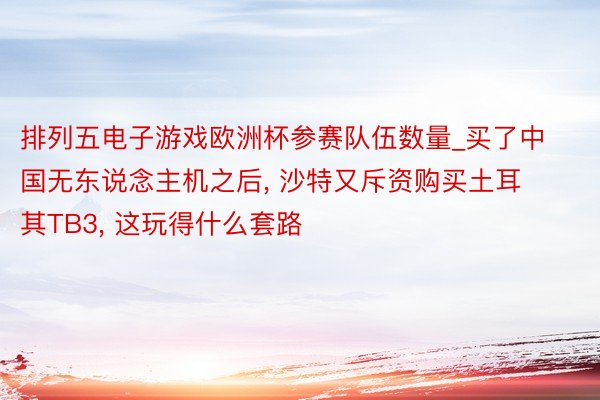 排列五电子游戏欧洲杯参赛队伍数量_买了中国无东说念主机之后, 沙特又斥资购买土耳其TB3, 这玩得什么套路