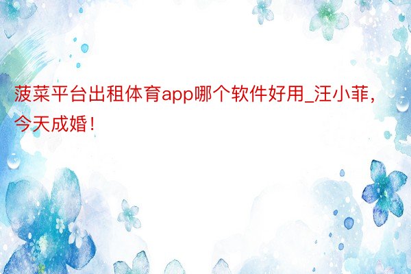 菠菜平台出租体育app哪个软件好用_汪小菲，今天成婚！