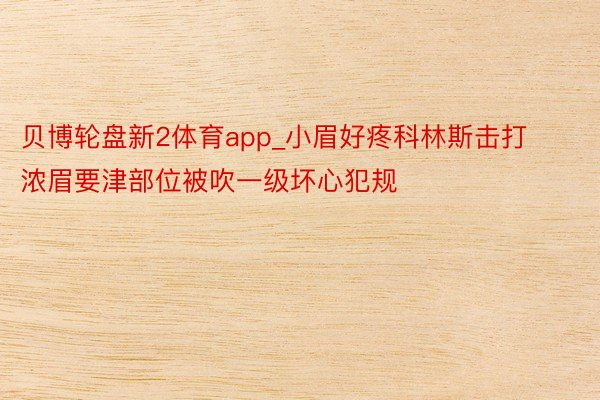 贝博轮盘新2体育app_小眉好疼科林斯击打浓眉要津部位被吹一级坏心犯规