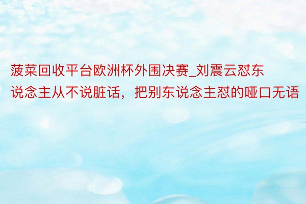 菠菜回收平台欧洲杯外围决赛_刘震云怼东说念主从不说脏话，把别东说念主怼的哑口无语